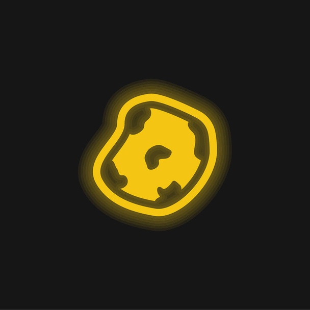 Asteroïde geel gloeiend neon pictogram - Vector, afbeelding