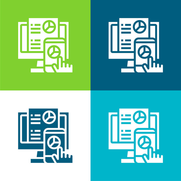 Elemzés Lapos négy szín minimális ikon készlet - Vektor, kép
