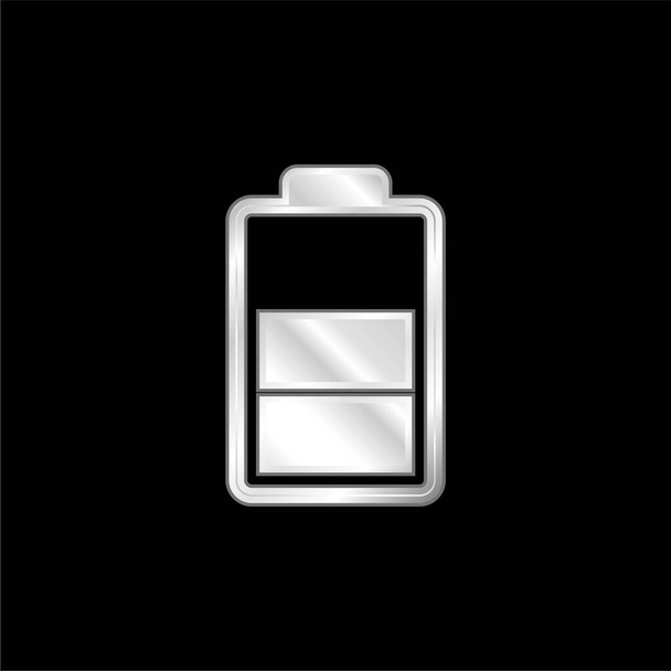 Símbolo de estado de la batería plateado icono metálico - Vector, Imagen