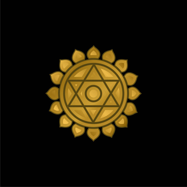 Anahata επίχρυσο μεταλικό εικονίδιο ή φορέας λογότυπου - Διάνυσμα, εικόνα