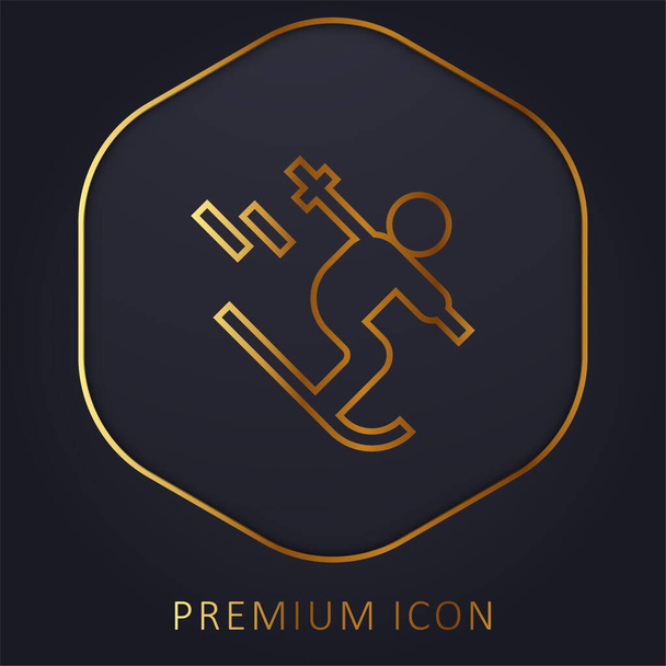 Línea dorada alpina logotipo premium o icono - Vector, imagen