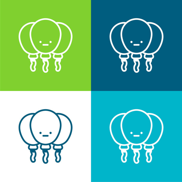 Balloons Flat four color minimal icon set - Vector, Image