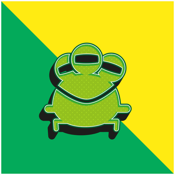 Bobsleigh Olympic Sport Logo vectoriel 3D moderne vert et jaune - Vecteur, image