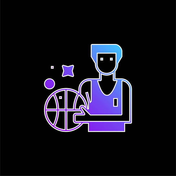 Basketball blue gradient vector icon - Vector, Image