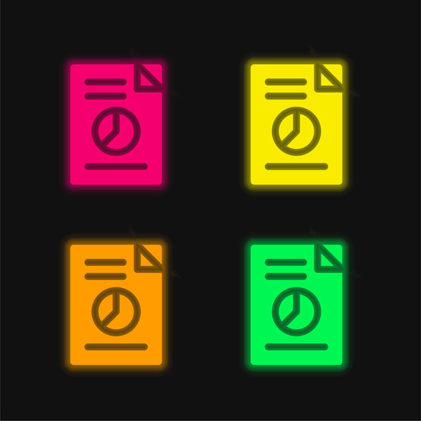 Аналітика чотири кольори, що світяться неоном Векторна піктограма
 - Вектор, зображення