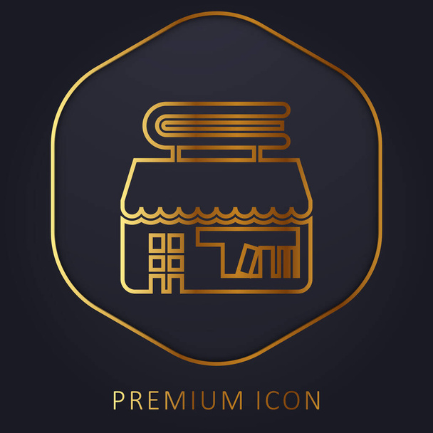 Librería línea dorada logotipo premium o icono - Vector, Imagen