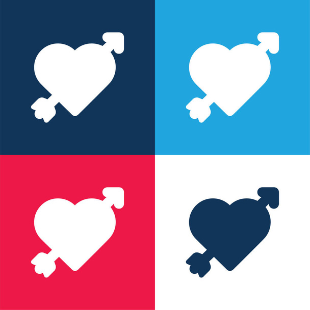 Strzałka niebieski i czerwony zestaw czterech kolorów minimalny zestaw ikon - Wektor, obraz