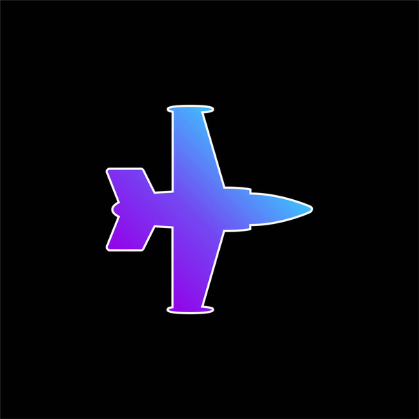 Avión silueta azul gradiente vector icono - Vector, imagen