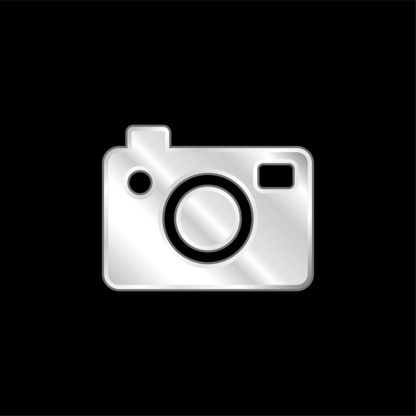 Big Photo Camera silver plated metallic icon - Vector, Image