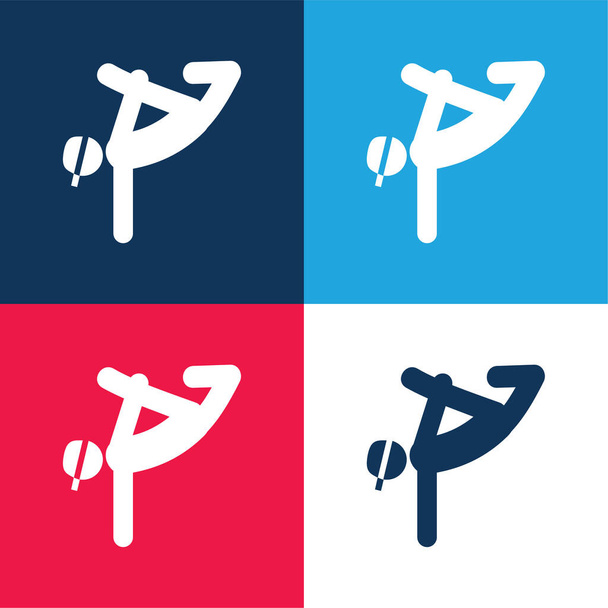 Breakdancing Dancer blue and red four color minimal icon set - Vector, Image