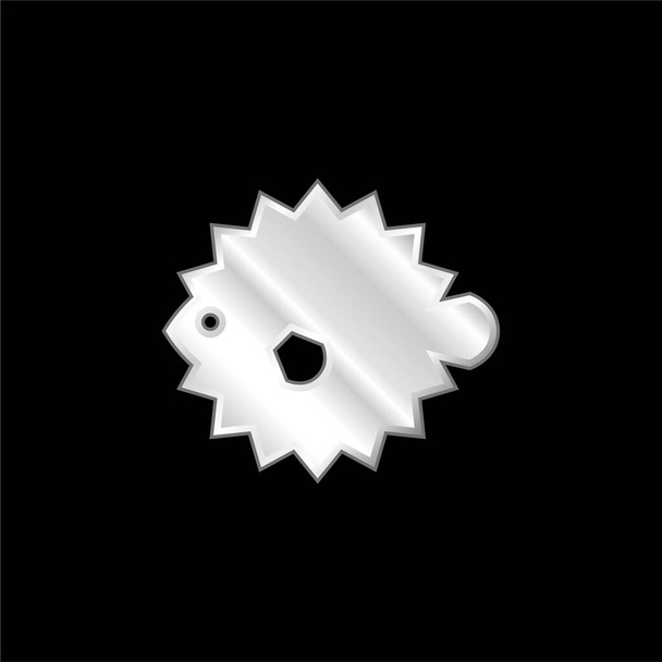Blowfish plateado icono metálico - Vector, Imagen