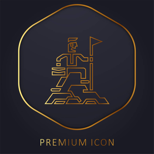 Досягнення логотипу або значка преміум-класу золотої лінії
 - Вектор, зображення