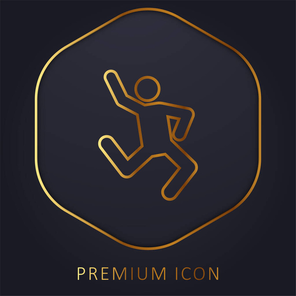 Breakdance línea dorada logotipo premium o icono - Vector, imagen