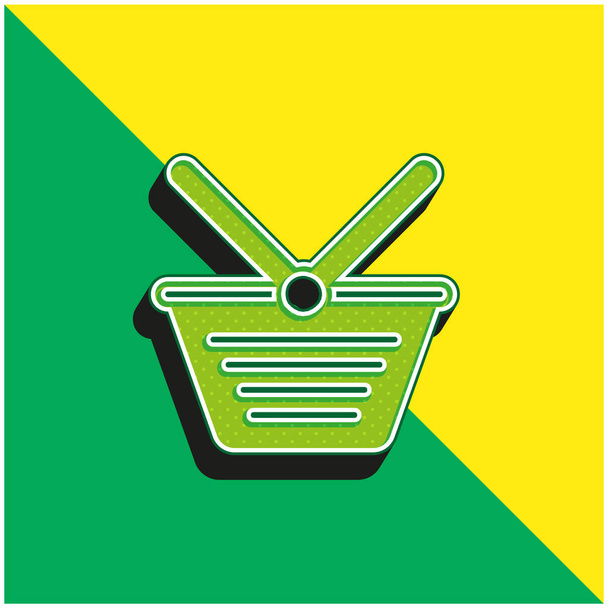 Basket Green and yellow modern 3d vector icon logo - Vector, Image