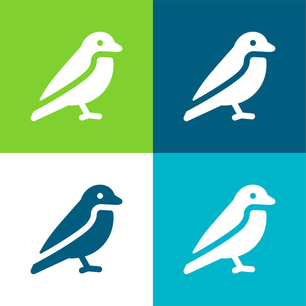Bird Flat conjunto de iconos mínimos de cuatro colores - Vector, imagen