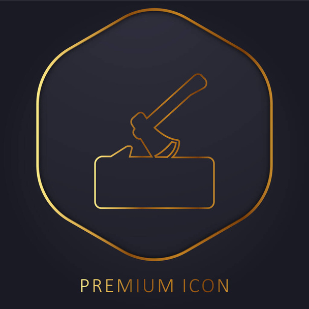 Axe On Log arany vonal prémium logó vagy ikon - Vektor, kép