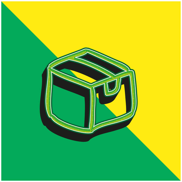 Archive Box Zarysowane ręcznie rysowane narzędzie Zielone i żółte nowoczesne logo wektora 3D - Wektor, obraz