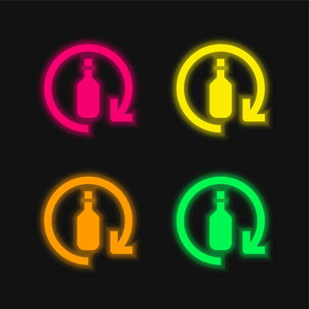 Palack négy színű izzó neon vektor ikon - Vektor, kép