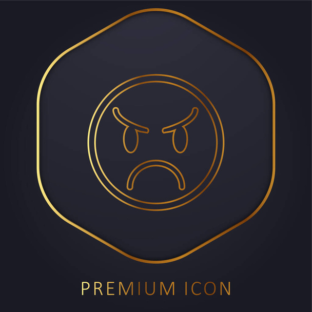 Angry Emoticon Face ligne dorée logo premium ou icône - Vecteur, image