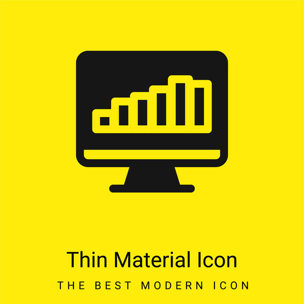 Gráfico de barras na tela ícone de material amarelo brilhante mínimo - Vetor, Imagem