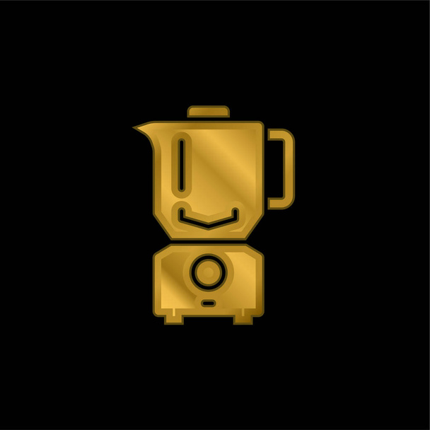Batidora chapado en oro icono metálico o logo vector - Vector, imagen