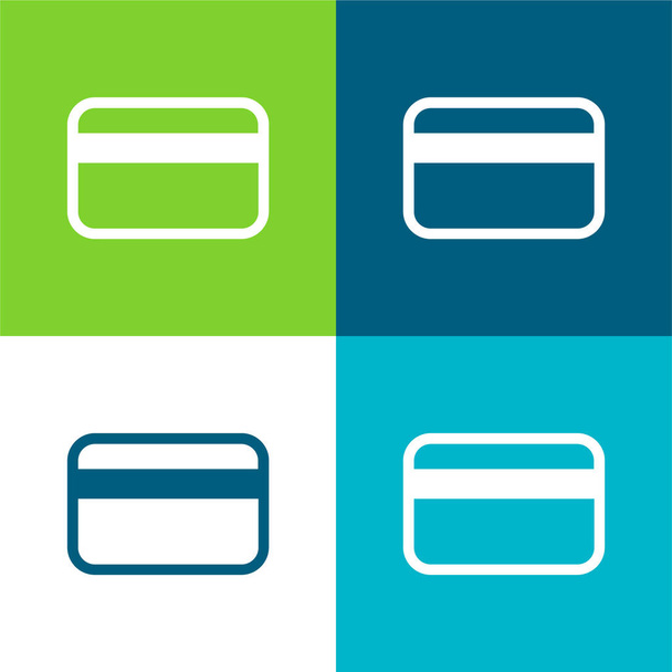 Tarjeta de crédito grande Plano de cuatro colores mínimo icono conjunto - Vector, imagen