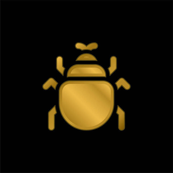 Besouro banhado a ouro ícone metálico ou vetor logotipo - Vetor, Imagem