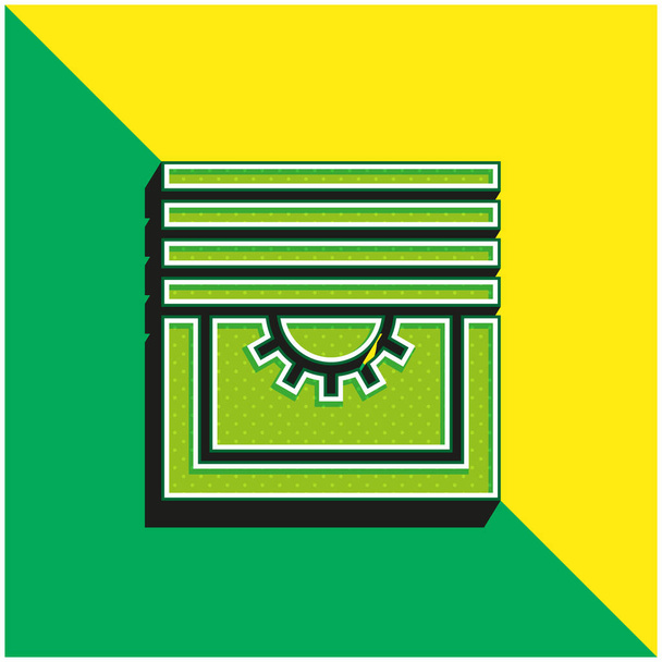 Żaluzje Zielone i żółte nowoczesne logo wektora 3D - Wektor, obraz