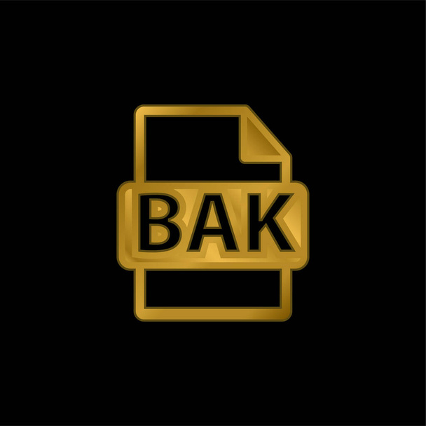 BAK File Format Symbol gold plated metalic icon or logo vector - Vector, Image
