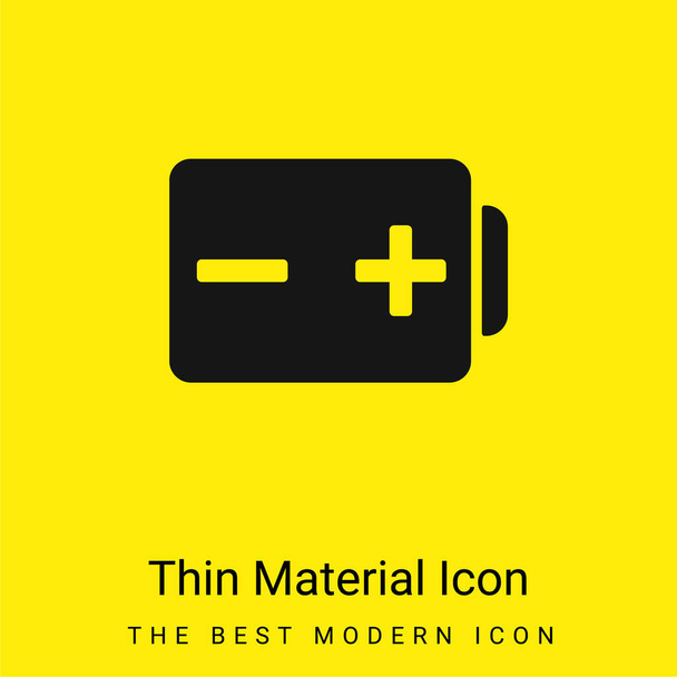 Akkumulátor pozitív és negatív pólusok Jelek minimális világos sárga anyag ikon - Vektor, kép