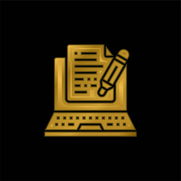 Blog icona metallica placcata oro o logo vettoriale - Vettoriali, immagini