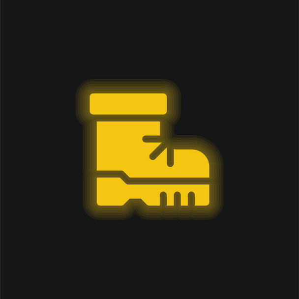 Botas amarillo brillante icono de neón - Vector, Imagen