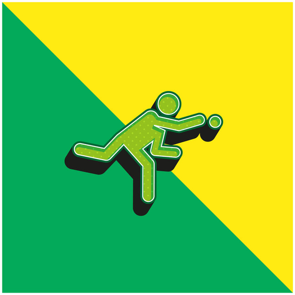Béisbol jugador verde y amarillo moderno vector 3d icono del logotipo - Vector, imagen