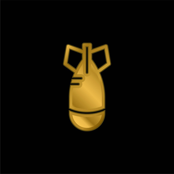 Bomba chapado en oro icono metálico o logo vector - Vector, Imagen