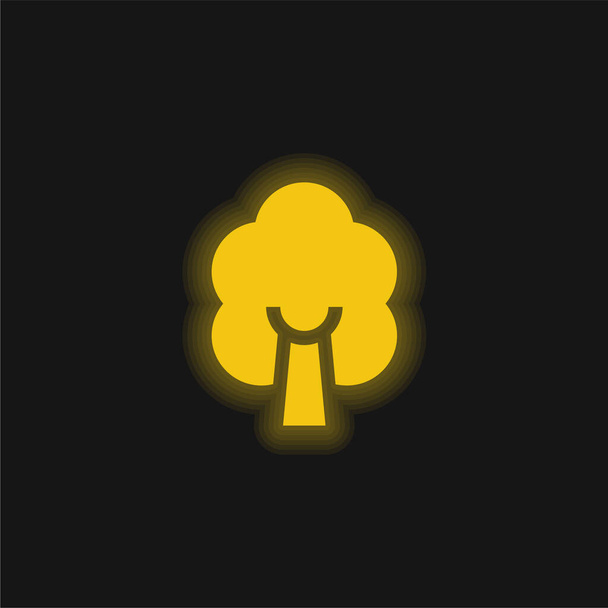 Árbol de abedul amarillo brillante icono de neón - Vector, Imagen
