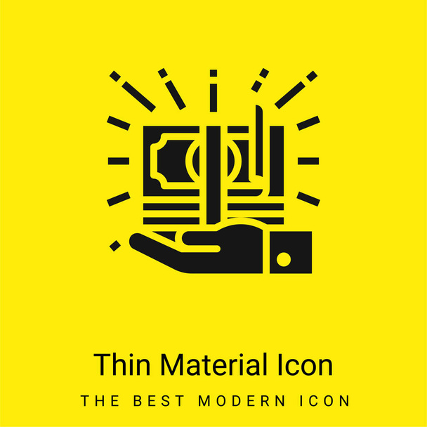 Billete mínimo icono de material amarillo brillante - Vector, Imagen