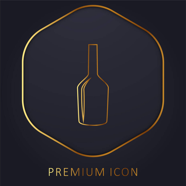 Μαύρο μπουκάλι κρασί γυάλινο σχήμα χρυσή γραμμή premium λογότυπο ή εικονίδιο - Διάνυσμα, εικόνα