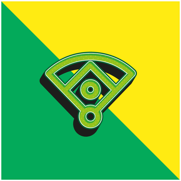 Béisbol diamante verde y amarillo moderno vector 3d icono logotipo - Vector, Imagen