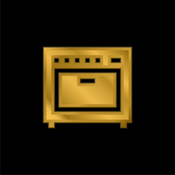 Amplificador banhado a ouro ícone metálico ou vetor logotipo - Vetor, Imagem