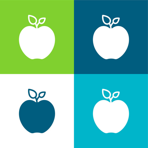 Conjunto de iconos mínimo de cuatro colores de Apple Flat - Vector, Imagen