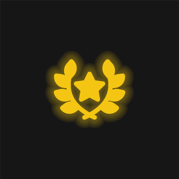 黄色の輝くネオンアイコンを受賞 - ベクター画像