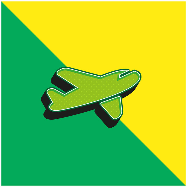 Transporte Aéreo Verde e amarelo moderno logotipo vetor 3d ícone - Vetor, Imagem