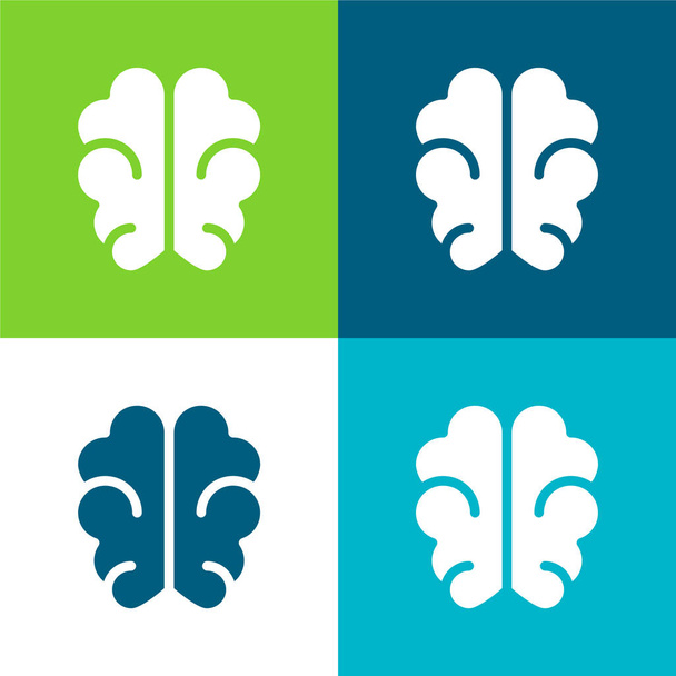Brain Flat four color minimal icon set - Vector, Image