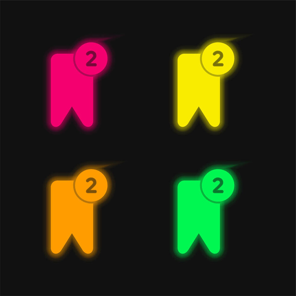 Segnalibro quattro colore incandescente icona al neon vettore - Vettoriali, immagini