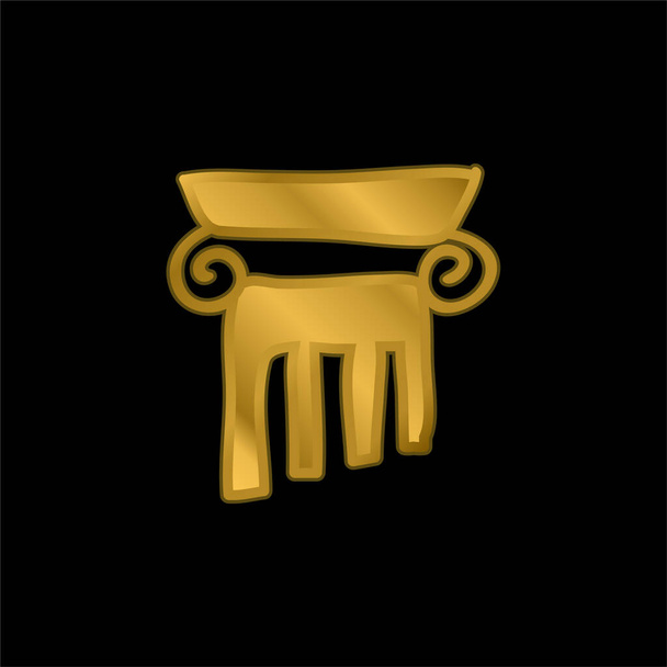 Antique Column gold plated metalic icon or logo vector - Vector, Image