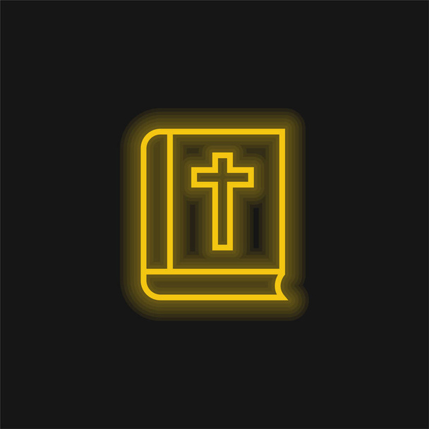 Bible Outline yellow glowing neon icon - Vector, Image