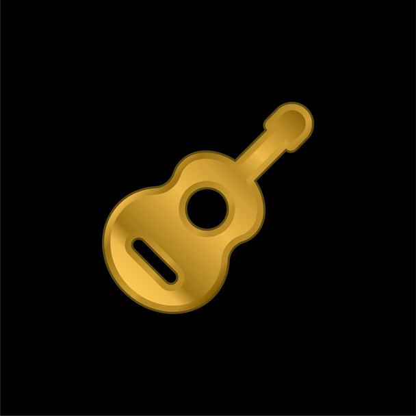 Acoustic Guitar gold plated metalic icon or logo vector - Vector, Image