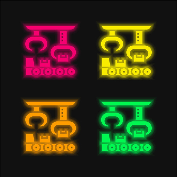 Montaje de cuatro colores brillante icono de vectores de neón - Vector, Imagen