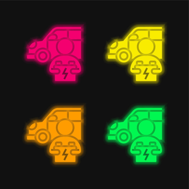 Батарея чотирьох кольорів, що світяться неоном Векторна піктограма
 - Вектор, зображення