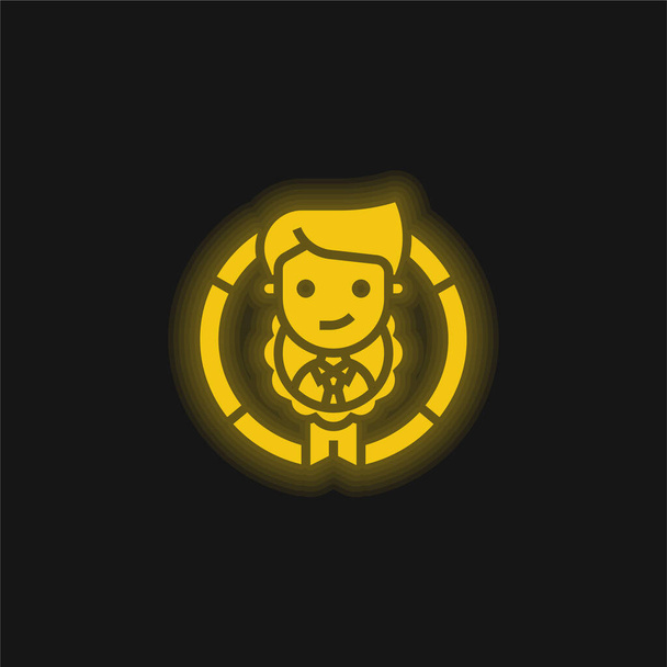 Appraisal yellow glowing neon icon - Vector, Image
